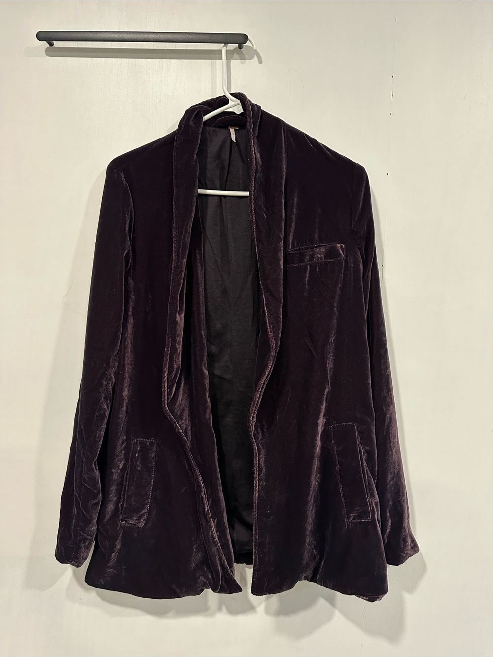 Free People Velvet Open-Front Blazer - Deep Plum
